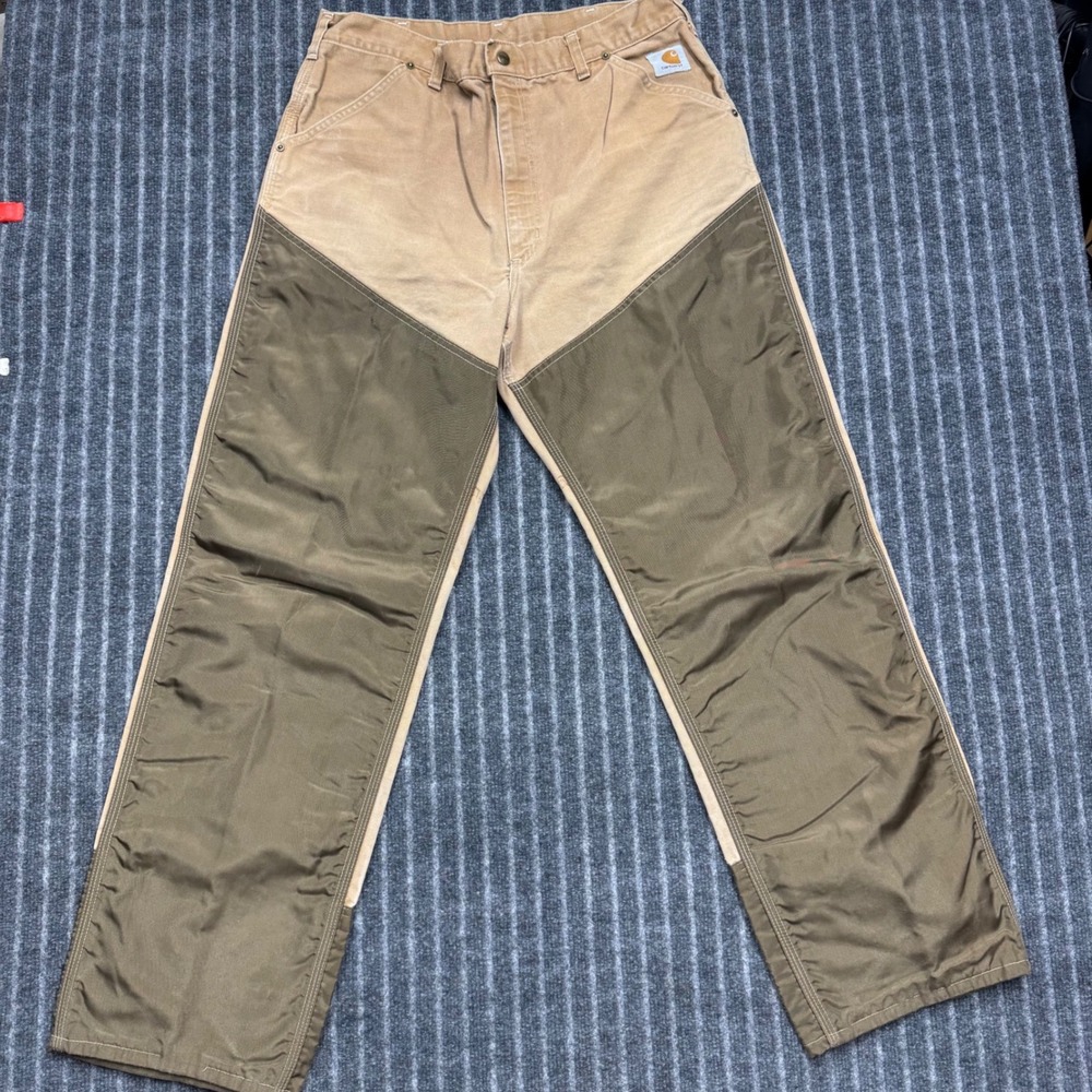 Carhartt Mens Hunting Pants 31x30 Tan Duck Canvas Nylon Brush Pants Vintage